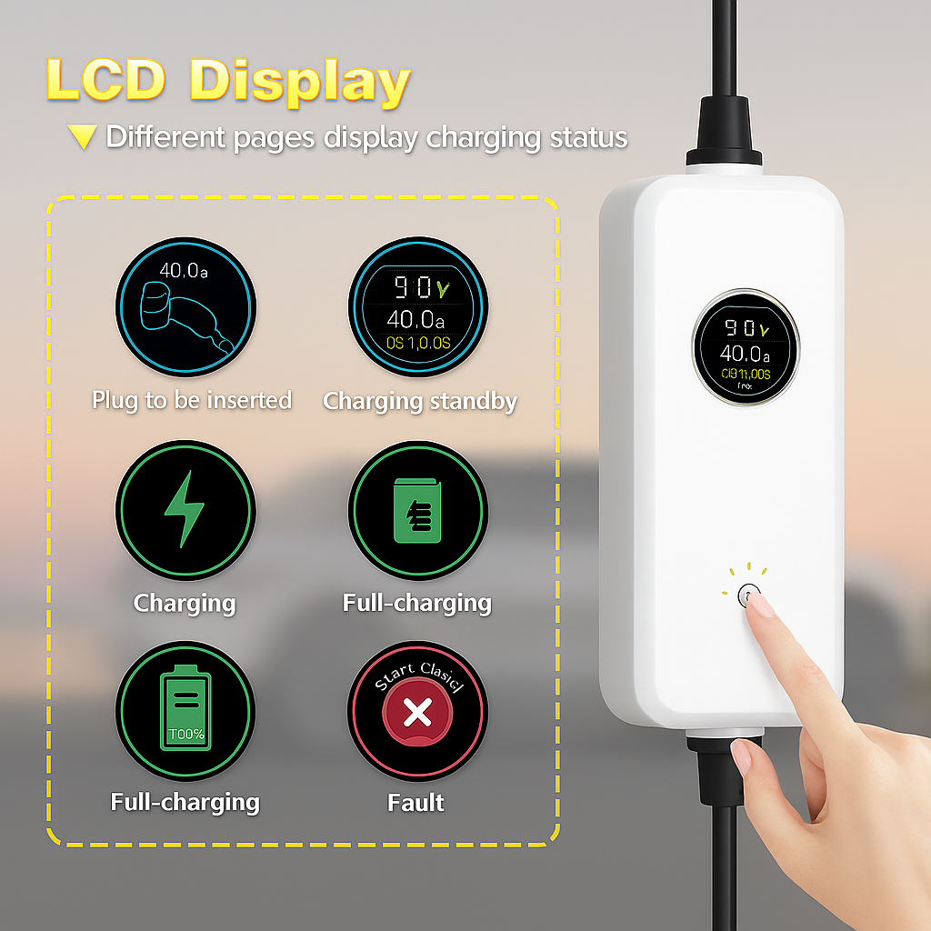 Morec 40A Level 2 EV Charger, Portable Electric Car Charger with 25FT Charging Cable, 220V-240V NEMA 14-50 Plug