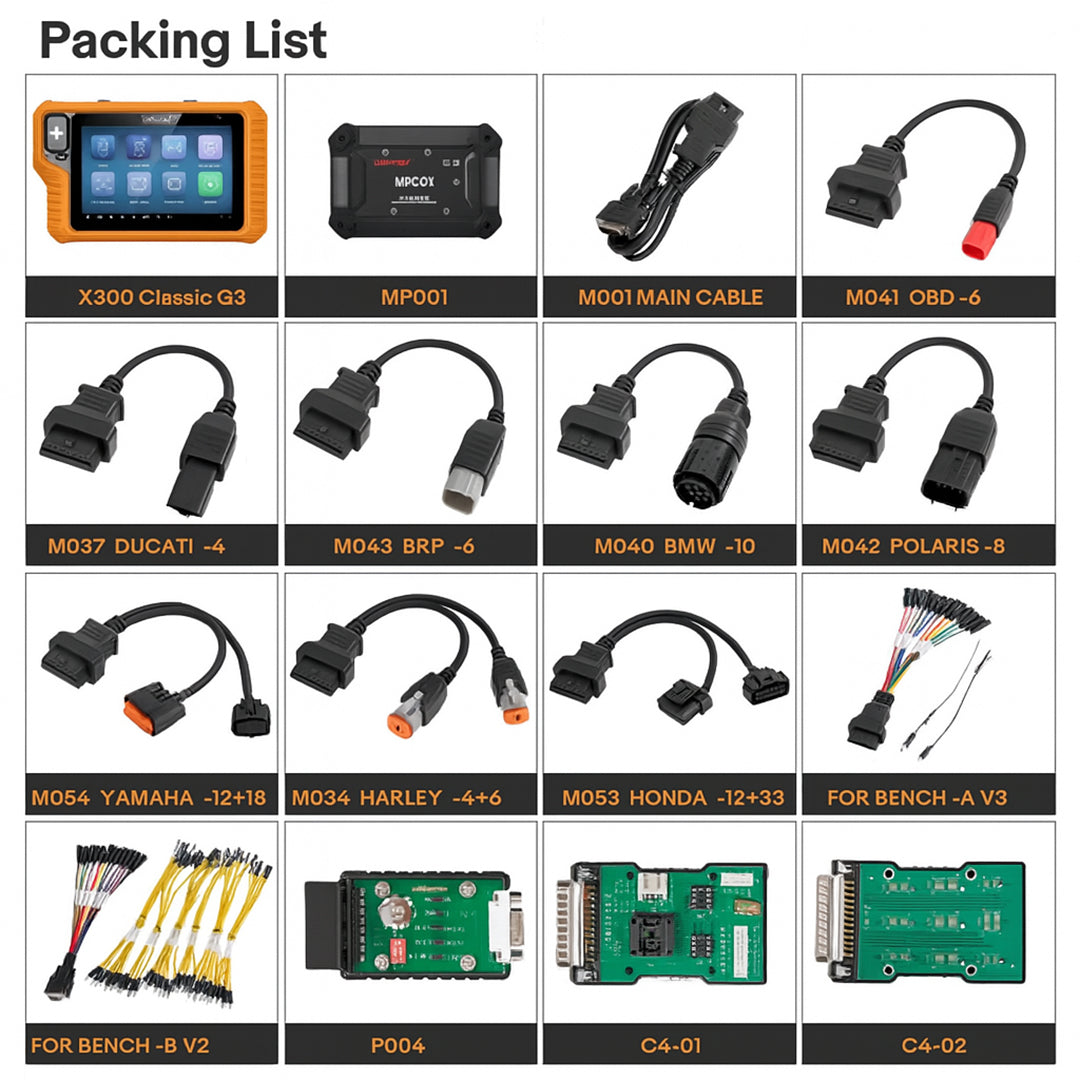 OBDSTAR X300 Classic G3/ Key Master G3 A1+A2 Key Programmer for Car/ HD/ E-Car/ Motorcycles/ Jet Ski Free Key SIM & Motorcycle