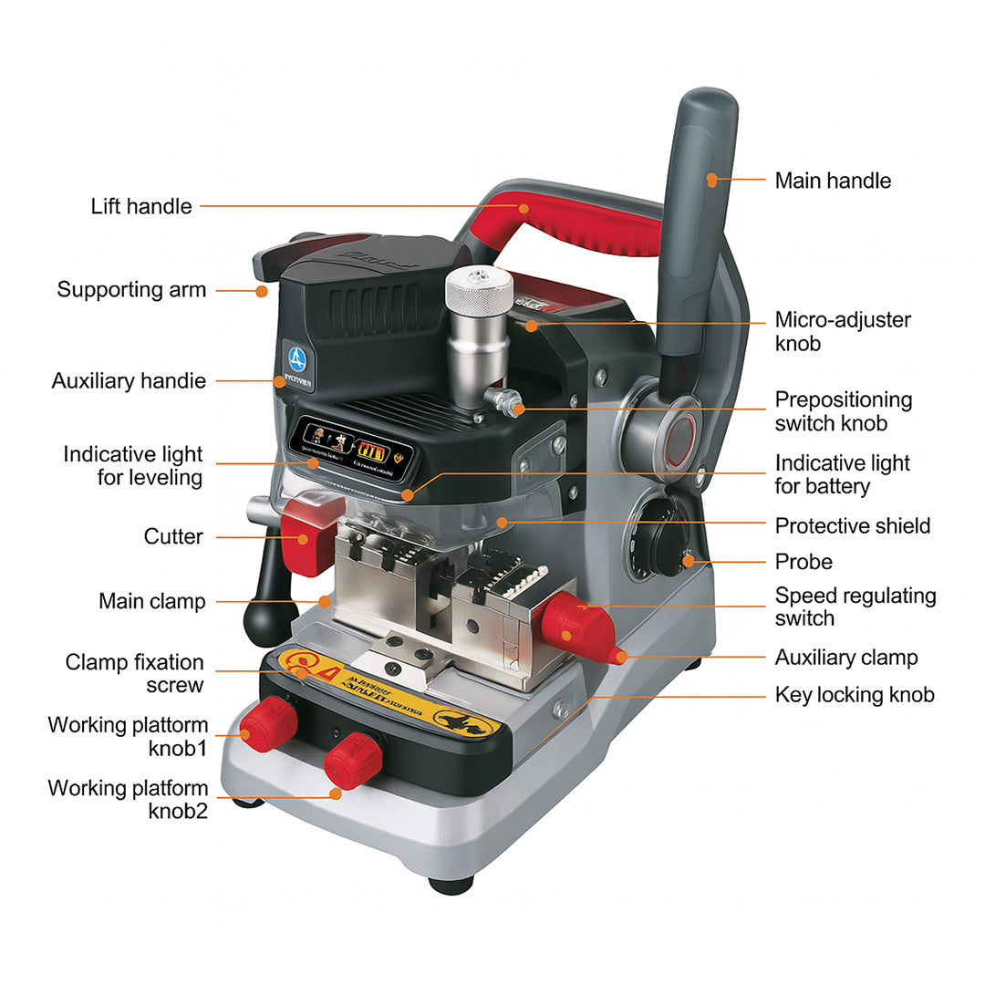 Xhorse Dolphin XP-007 XP007 - Key Cutting Machine Manual With Built-in Lithium Battery Cut Track/Sided/Dimple Keys
