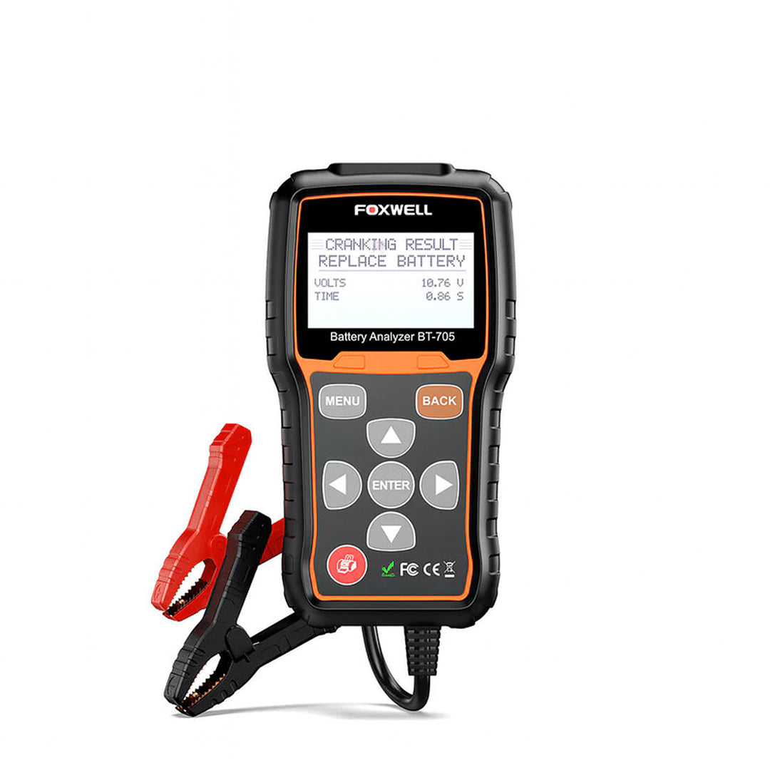 Foxwell BT705 12/24V Truck Car Battery Load Tester Charging System100-2000 CCA Battery Tester Heavy Duty Truck Cranking Charging