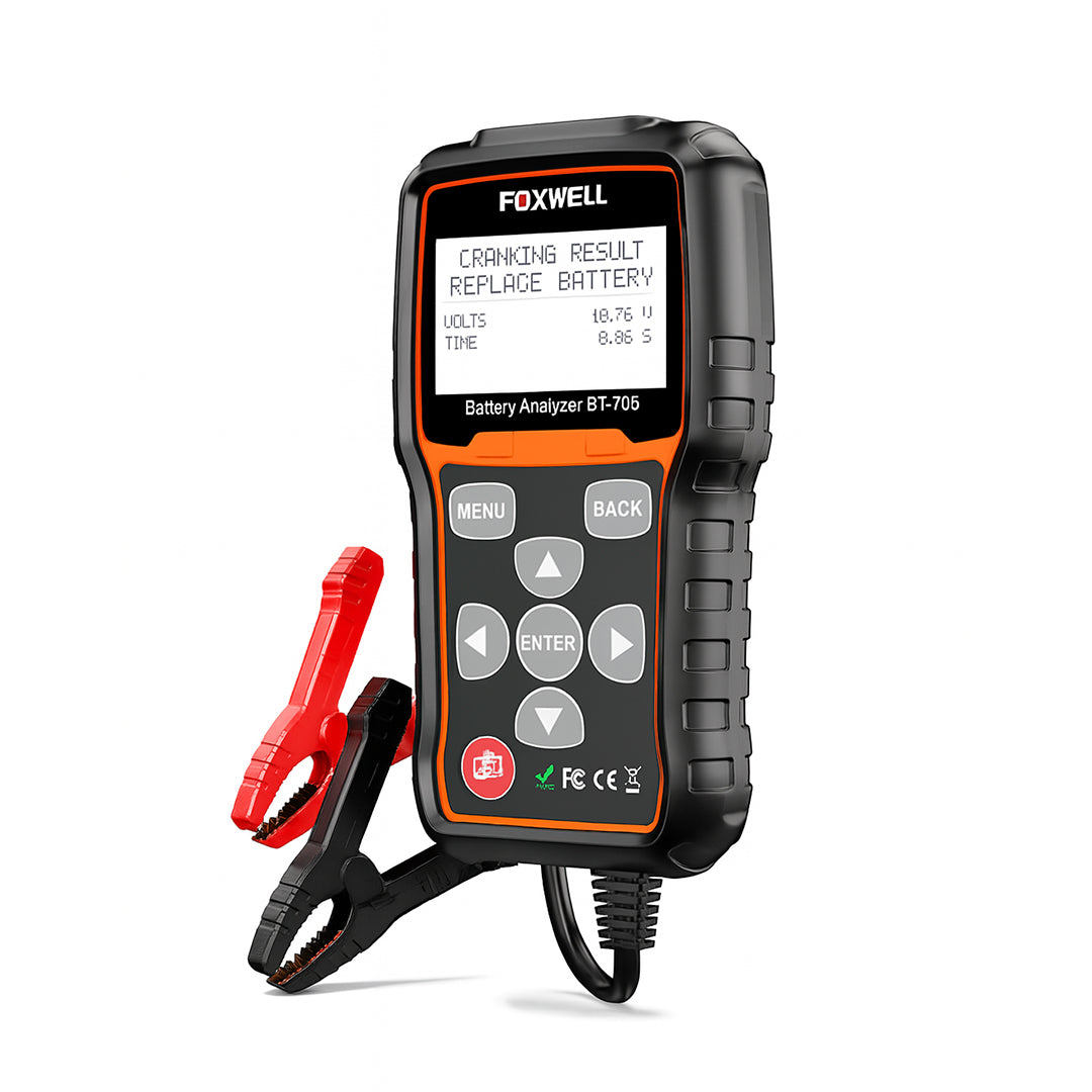 Foxwell BT705 12/24V Truck Car Battery Load Tester Charging System100-2000 CCA Battery Tester Heavy Duty Truck Cranking Charging