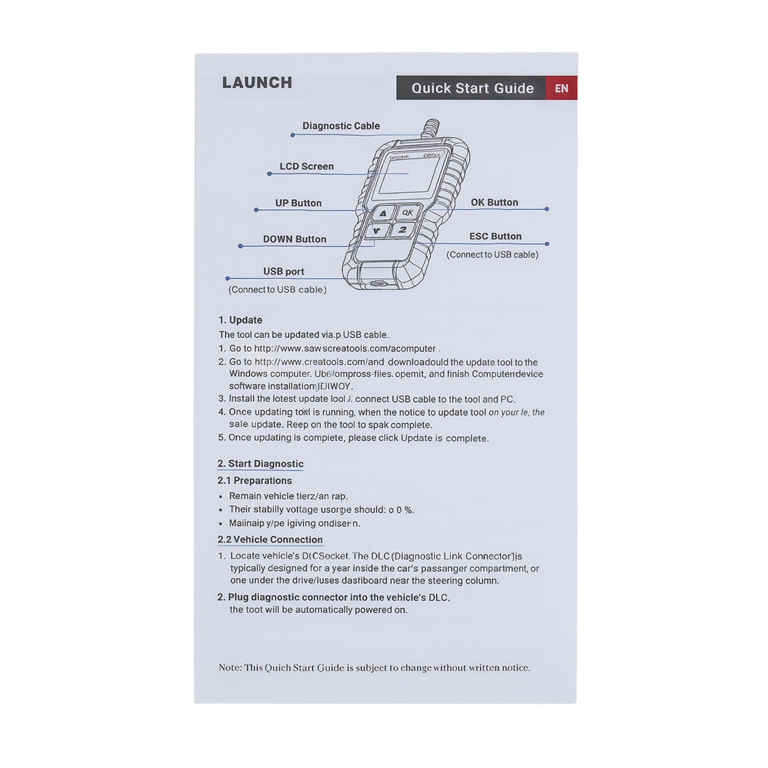 LAUNCH CR3001 OBD2 Car Code Reader Auto Scanner