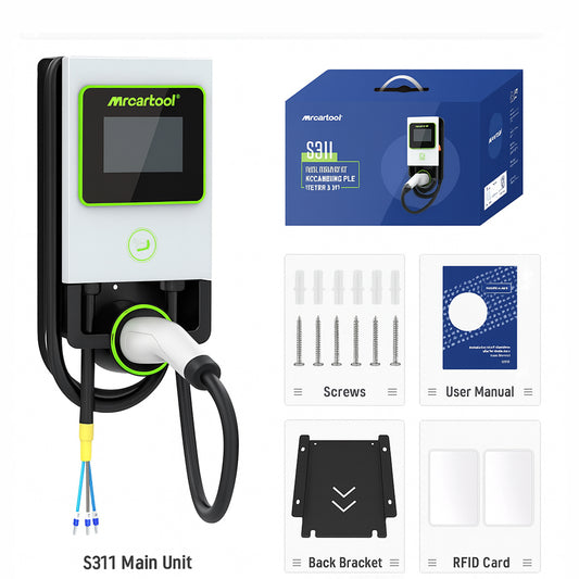 MRCARTOOL S311 EV Charging Station - 32A 7KW With 8M Cable -  Scheduled Charge Wall Mount Electric Vehicle Charger Type 2