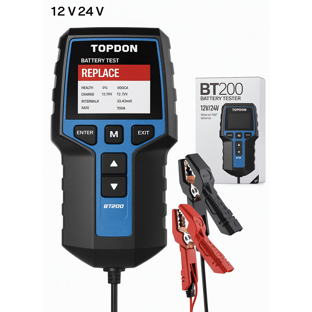 TOPDON BT100/BT200 - Battery Tester - Charging Cranking Test Tools for Car 12V/24V