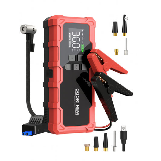 Jump Starter 3v1 - 8000A with Air Compressor 150PSI & Portable Car Battery Booster 26800mah (All Gas/16L Diesel)