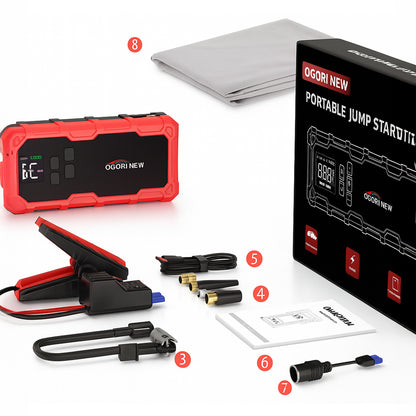 Jump Starter 3v1 - 8000A with Air Compressor 150PSI & Portable Car Battery Booster 26800mah (All Gas/16L Diesel)