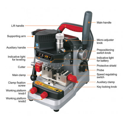 Xhorse Dolphin XP-007 XP007 - Key Cutting Machine Manual With Built-in Lithium Battery Cut Track/Sided/Dimple Keys
